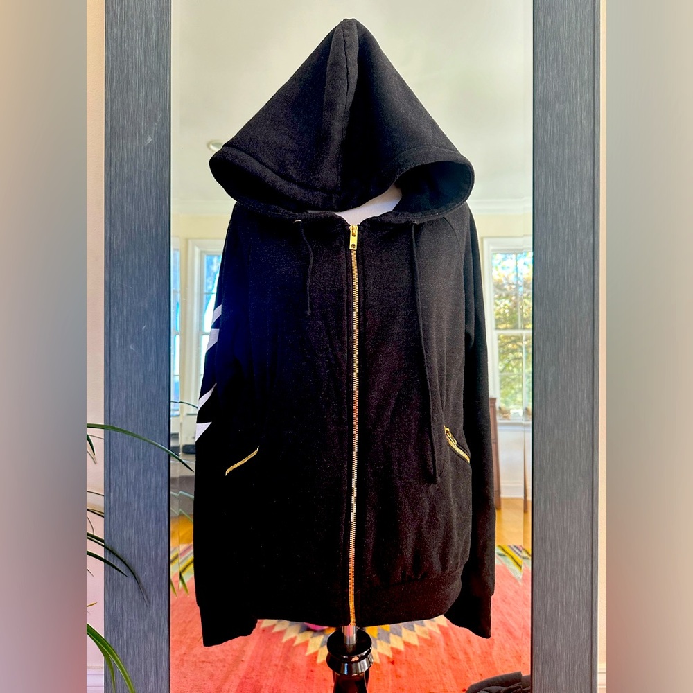 Aviator Nation bolt oversized full zip hoodie size M. Black